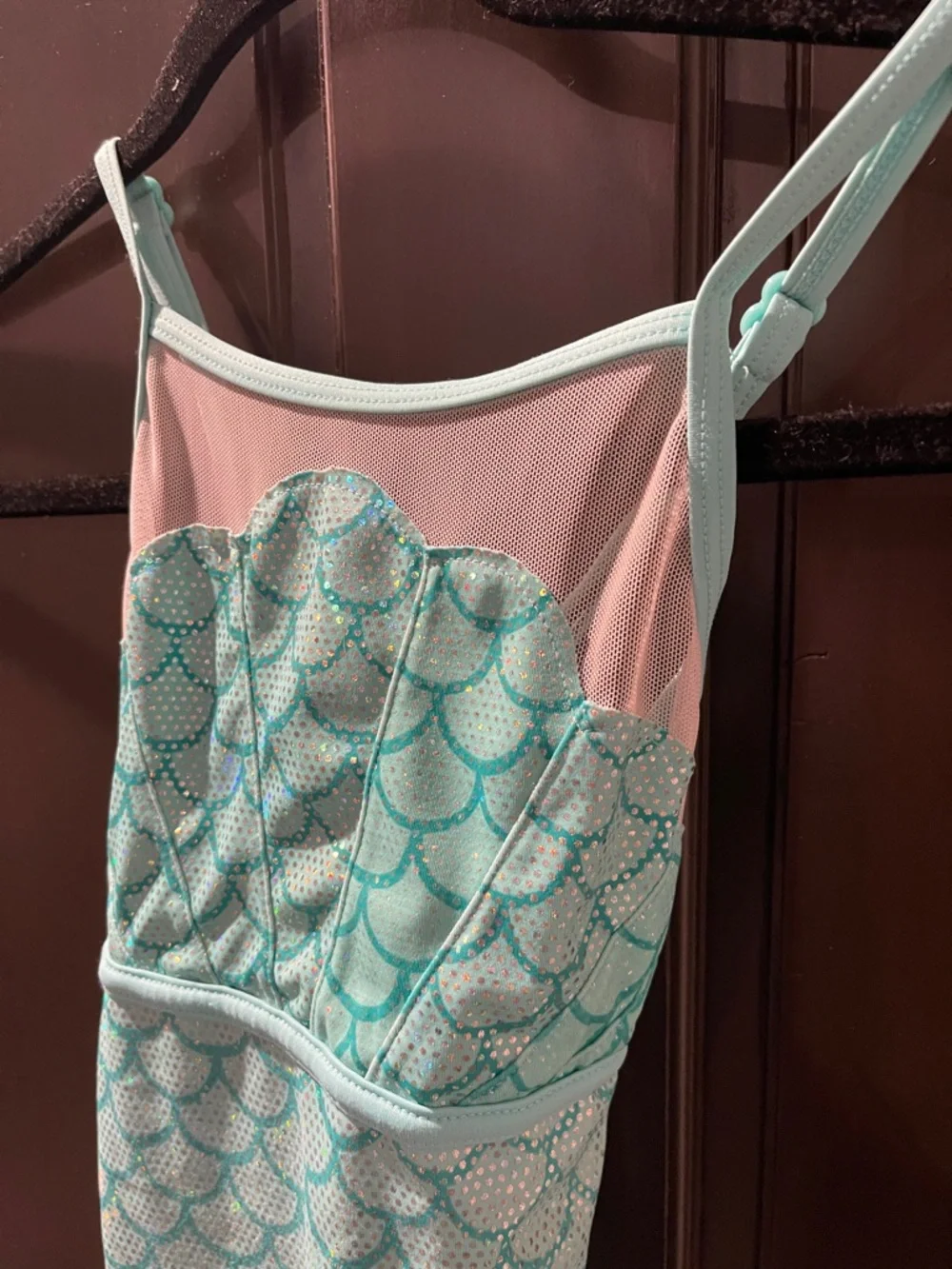 Justice Girls Mint Green Mermaid Scale One-Piece Swimsuit
